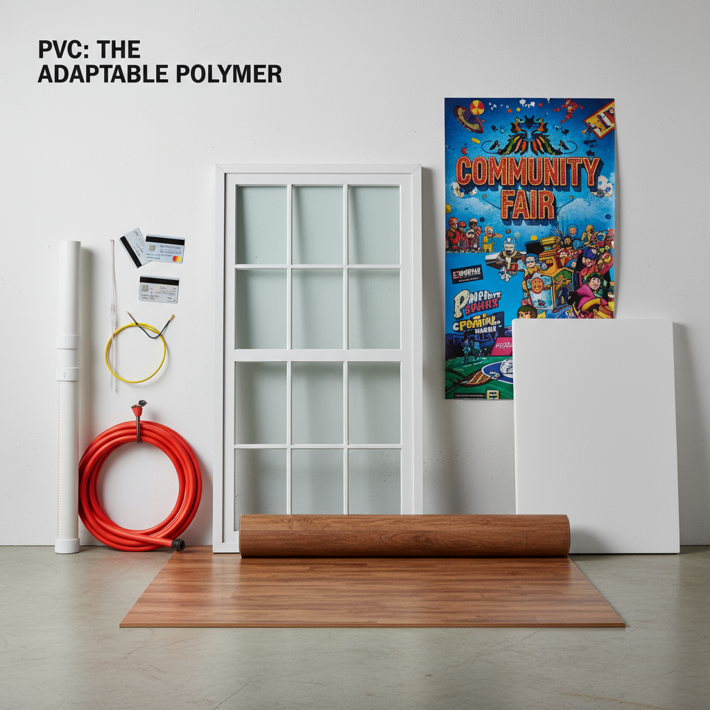 common PVC products to illustrate صورة توضح العديد من منتجات PVC الشائعة لتوضيح تنوعها