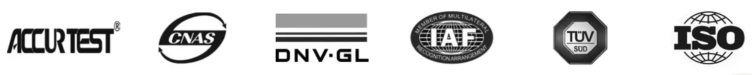 Trust badges of UNION's PVC foam certifications including DNV GL marine approval, ISO 9001 quality system, and aerospace fire ratings