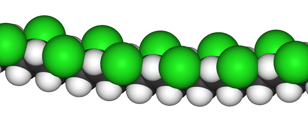 Space-filling model of a part of a PVC chain