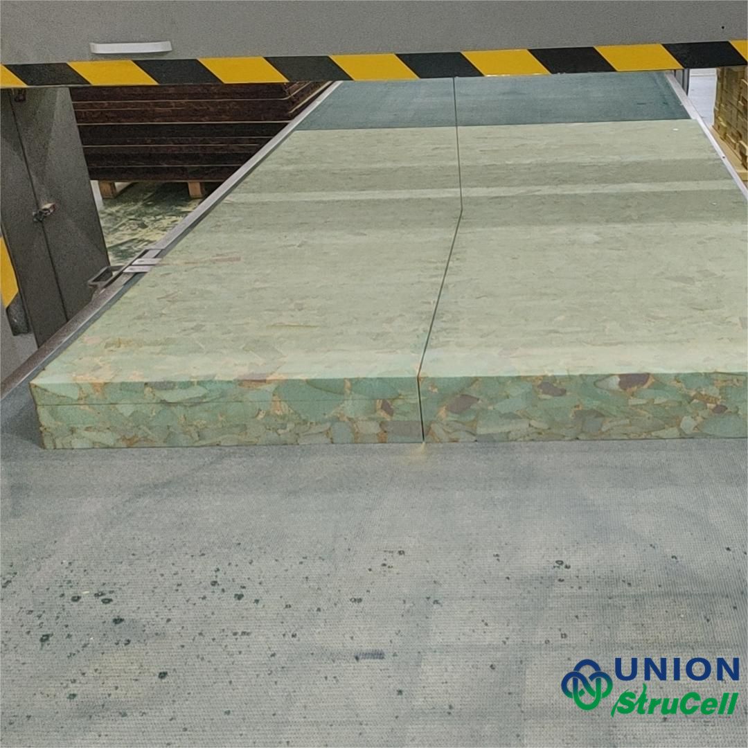 Composite structural PVC foam material showing rigid board surface.